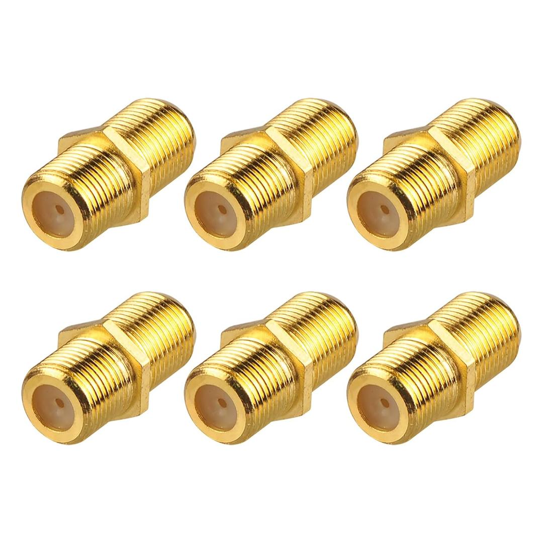 VCE Coaxial Cable Connector, RG6 Coax Cable Extender F-Type Gold Plated Adapter Female to Female for TV Cables, 6 Pack