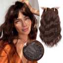 Molefi 14inch Hair Toppers for Women - Large Base with Bangs, Synthetic Curly Hair Topper in Auburn Brown for Thinning Hair