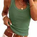 Tankaneo Womens Summer Ribbed Tank Top Casual Ringer Scoop Neck Sleeveless Knit Fitted Tops Going Out Tee Shirts (S)