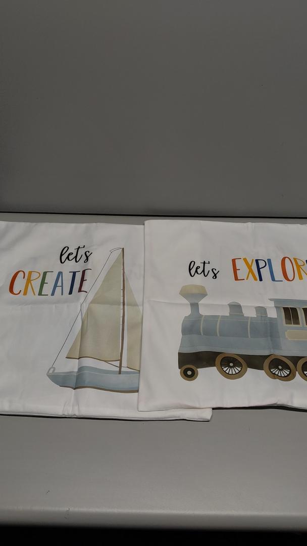 KAIOUS Sailboat Train Pillow Covers, Sailboat Train Throw Pillows Cover Cushion Cases Decor for Kids Toddler Girls Boys Room Bed Nursery 18x18 Inches Set of 2