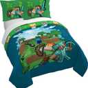 Jay Franco Kids Duvet Cover Set  3 Piece Super Soft Bedding with Sham Pillowcase, Cover ONLY Comforter Not Included, Blue - Minecraft, Full