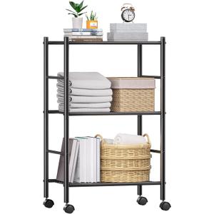BolDuck 3 Tier Shelf Organizer Rack, Metal Shelving Unit with Wheels/Leveling Feet, Space-Saving Storage Shelves for Closet Laundry Bathroom Kitchen Pantry, 18.11" Wx12.6 Dx31.5 H