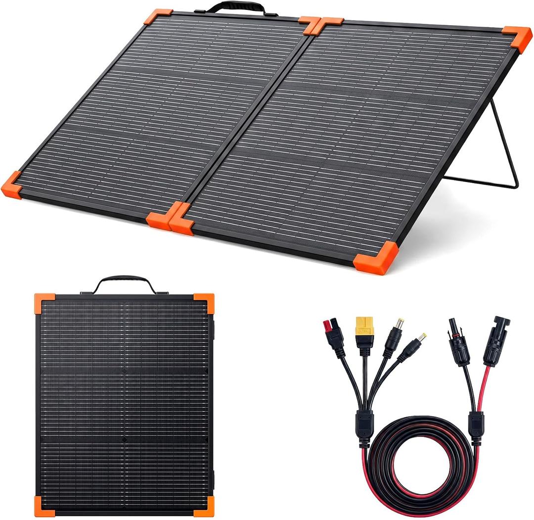 100W Portable Solar Panel, Lightweight Aluminum Frame Design Foldable Kit