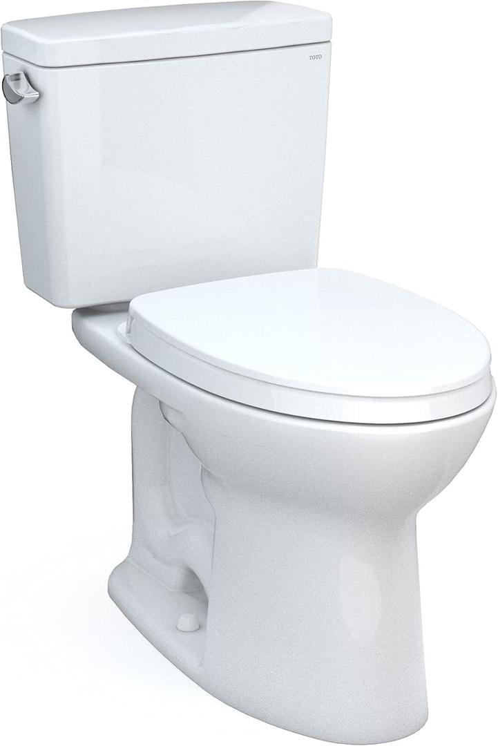 TOTO Drake Two-Piece Elongated 1.28 GPF Universal Height TORNADO FLUSH Toilet with CEFIONTECT and SoftClose Seat, WASHLET+ Ready, Cotton White - MS776124CEFG#01