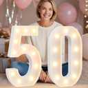 Pooqla 50th Birthday Decorations for Women Men, Large 12.6 in Tall Light Up Numbers for Party Decorations Table Decor, Big Marquee Numbers 50th Birthday Gift for Women Men Wedding Anniversary Decor