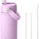 Fimibuke Kids Insulated Water Bottle, 14oz BPA FREE 18/8 Stainless Steel Travel Tumbler Double Wall Vacuum Leak Proof Kids Cup with Straw Metal Water Bottle for School Boys Girls(1 Pack, Lilac)