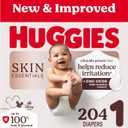 Huggies Size 1 Diapers, Skin Essentials Baby Diapers, Size 1 (8-14 lbs), 204 Count (3 Packs of 68)