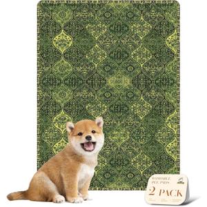 nunubaby Washable Pee Pads for Dogs, Stylish, Non-Slip and Leak-Proof Pee Pads. Reusable Potty Pads for Dogs for Crates and Floors.(Green/Multi, 18" x24" )