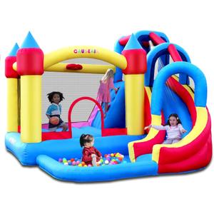 Giant Inflatable Bounce House with Water Slide,Wet & Dry Use,Basketball Hoop,Climbing Wall,Heavy Duty GFCI Blower,Bouncy Castle with Ball Pit