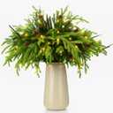 30 Pcs Christmas Norfolk Pine Branches with Lights 18" 24 Artificial Norfolk Stems Branches with Pinecone 6 Lighted Stems for Vases Xmas DIY Garland Wreath Home Centerpiece Table Decorations