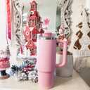 4 x Flower Straw Cover Cap for Stanley Cup, 3Pcs Straw Toppers Accessories Compatible with Pink Stanley Cup 40 Oz Tumbler, for Home and Party Decor (Pink)