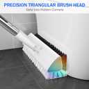 Grout Brush with Long Heavy Duty Handle, 180 Swivel Floor Scrub Brush, V-Shaped Grout Line Scrubber with Stiff Bristles, Cleaning Brush for Deep Cleaning Tile Grout, Shower, Kitchen, and Concrete