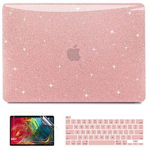 Anban Compatible with MacBook Pro 13 inch Case M2 2025-2016 M1 A2338 A2251 A2289 A2159 A1989 A1706 A1708, Plastic Hard Shell+Keyboard Cover+Screen Skin for MacBook Pro 13.3 inch Case, Shiny Rose Gold