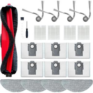 Q7 M5 Plus Replacement Parts for Roborock Q7 M5+, Q7 L5+ Series Vacuum Robot Accessories Kit,1 Main Roller Brush 4 Side Brushes 4 Hepa Filters 4 Mop Pads 6 Dust Bags 1 Screwdriver 1 Clean tool