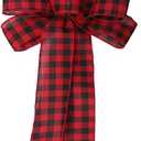 BinaryABC Red Black Plaid Christmas Bow, Tree Topper, Bowknot Ornaments, Wreath Bow, Decorations,1  pack