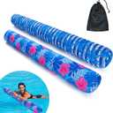 Inflatable Swimming Pool Noodle, 2 Pack Soft Fabric Quick Drying Covered Large Pool Floats Noodles, Premium Buoyancy Swim PoolFloats with Portable Storage Bag for Pool Party Toy (A-Tropical/Plants)