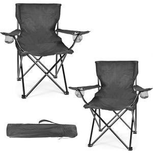 2 Pack Camping Chairs for Adults & Teens, 250LBS Capacity Foldable Portable Lightweight Chairs with Carry Bag, Compact Design for Camping, Beach, Picnics, and Outdoor Events (Medium)