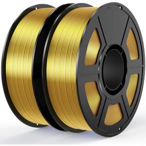 Gold Silk PLA Filament Bundle 1.75mm 3D Printer Filament, 2kg Spool (4.4lbs), Dimensional Accuracy +/- 0.03 mm, Fit Most FDM 3D Printer (Silk Gold 2-Pack)
