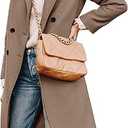 Women's Long Notch Lapel Coat, Double-Breasted Peacoat, Casual Classic Fall Winter Overcoat Khaki XL