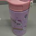 Zak Designs Sanrio Sage Kids Water Bottle For School or Travel, 14oz Stainless Steel Water Bottle With Straw, Handle, and Leak-Proof, Pop-Up Spout Cover (Hello Kitty)
