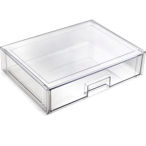 BINO | Stackable Storage Drawers, Shallow X-Large - Clear | THE CRATE COLLECTION | Storage Bins With Drawers Bathroom Organizers and Storage Organization and Storage Under Sink Organizer Vanity Home