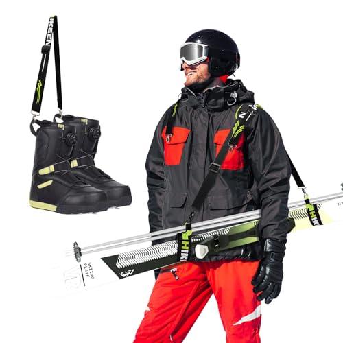 Hikeen 2 Sets Ski Strap, Pole and Boot Ski Carrier Strap for Easy Transportation of Your Skiing Accessory,Features Adjustable Anti-Slip Shoulder Comfortable Walking, Skier Gift