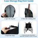 Cane Storage Bags with Adjustable Strap Design, Portable Walking Aid Storage Bag, Mobility Scooter Cane Holder for Mobility Scooters and Wheelchairs - Universal Canes and Umbrella Carry Bags (Large)