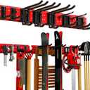 Garden Tool Organizer Wall Mount 48inch With 9 Hooks,Shovel Holder Wall Mount Ski Rck for Garage Garden Tool Rack Heavy Duty(Red)