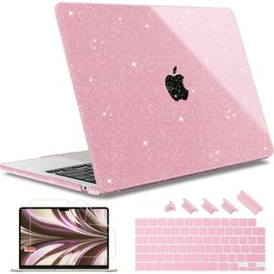 May Chen for 2026 MacBook Air 15 inch Case 2025 2024 2023 A3448 M5 A3241 M4 A3114 M3 A2941 M2 with Liquid Retina Display & Touch ID, Plastic Hard Shell with Keyboard Cover - Pink Glitter