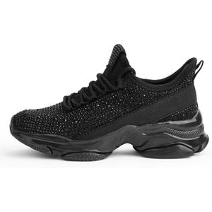 LUCKY STEP Girls Rhinestone Slip On Sneakers Kids Sparkly Lightweight Tennis School Knit Jelly Sole Glitter Walking Shoes Toddler EUR 33/ 2Little Kid