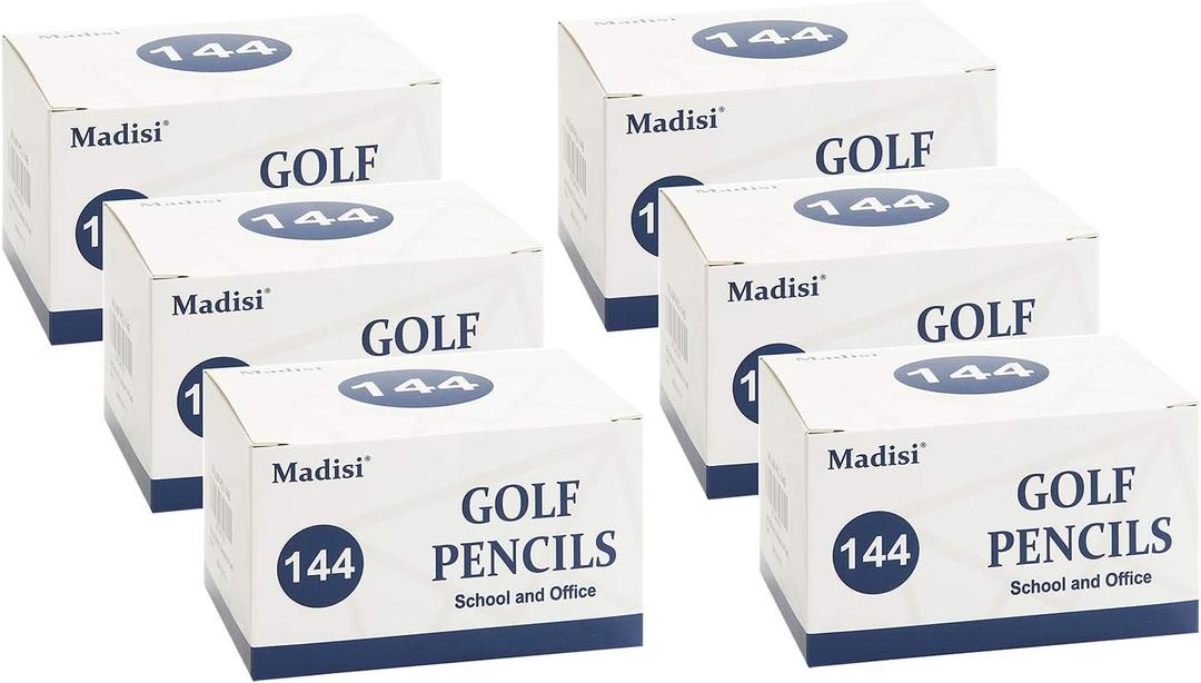 Madisi Golf Pencils, #2 HB Half Pencils, 3.5" Mini Pencils, Pre-Sharpened, 6 Boxes, 864 Count