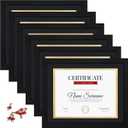 11x14 Picture Frame with Tempered Glass for 8.5x11 Certificate Frame with Mat, Document Diploma Award Degree Frame for Wall Hanging or Tabletop Display, Black, 4 Pack