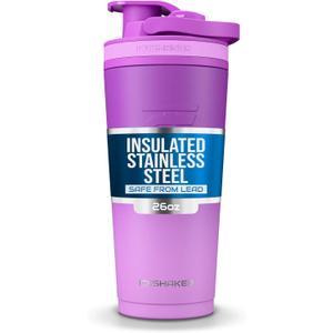 Ice Shaker Insulated Stainless Steel Shaker Bottle | 26oz, Purple Color Rush | Cold for 24+ Hours | Insulated Cup with Twist Agitator | Odor-Free Bottle for Protein Shakes, Water, Smoothies, Cocktails