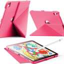 INFILAND Case for iPad (A16) 11th Generation 11 Inch 2025, iPad 10th Generation 10.9 Inch 2022 Slim Magnetic Origami Cover with Pencil Holder, Multi-Angle Stand, Auto Wake/Sleep (Watermelon Pink)