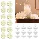 WPPNSY 24 Pcs Floating Candles for Centerpieces and Floating Flowers Artificial Flowers Head Vase Filler for Party Home Table Wedding Centerpieces Decoration (White)