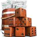 Swooc Games - Yardzee, Farkle, & 20+ Giant Dice Games (All Weather) with Wood Bucket, 5 Scorecards, & Marker - Yard Dice Outdoor Game for Family - Giant Backyard Game Set - Outside Jumbo Lawn Fun