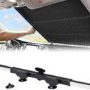 Retractable Windshield Sun Shade for Car, Large Sun Visor Protector Blocks 99% UV Rays to Keep Your Vehicle Cool, Auto Sunshade Fits Front Window of Various Models with Suction Cups 2021 New