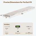 Vivelove Elm Wood Floating Shelf 48x8” Set of 1, Weathered White, 48x8”,Flat Edge