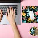 Square Mouse Pad with Coaster, Soft Cute Computer Mouse Mat with Non-Slip Rubber Base, Easy to Slide, Splash Resistant Surface, Personalized Design, Portable, Weeds Flower