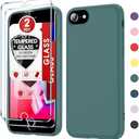 LeYi for iPhone SE Case, iPhone 8 Case with [2 Pack] Tempered Glass Screen Protector, Soft Liquid Silicone Cover Microfiber Liner Funda para Cell Phone Case for iPhone 7/ SE 2022 2020, Green Set of 3