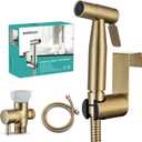 BARROCK Handheld Bidet Sprayer for Toilet, Stainless Steel Metal Made Baby Cloth Diaper Spraying Kit, Bathroom Toilet Bidet Attachment Set for Bathing Pets and Feminine Hygiene, Brushed Brass Gold