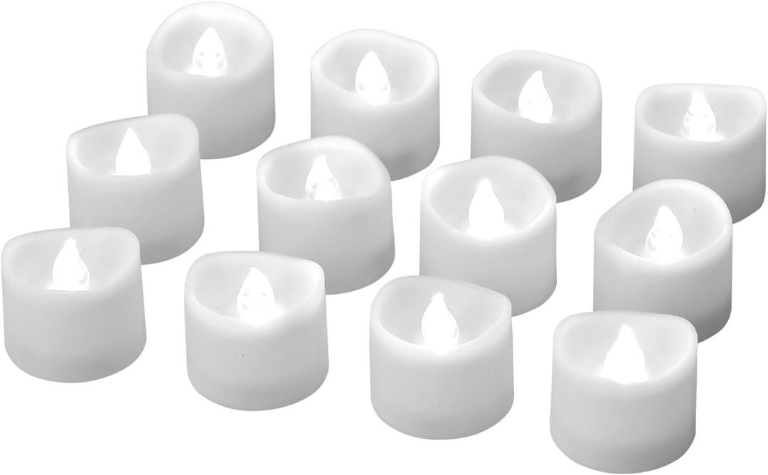 eLander LED Tea Lights Flameless Candle with Timer, 6 Hours on and 18 Hours Off, 1.4 x 1.3 Inch, Cool White, [12 Pack]