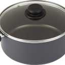 Everyday Nonstick Dutch Oven with Lid, 4.7 Quart, Black, Aluminum Base for Even Heating, Tempered Glass Lid, Ergonomic Flame Guard Handles, Easy to Clean, Ideal for Soups and Stews