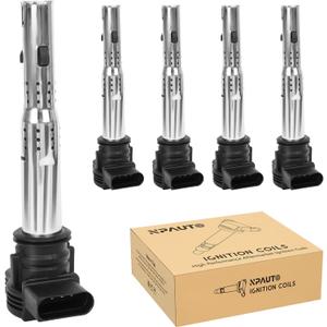 Ignition Coil Pack Set of 5 fit for 2.0 2.0T Turbo 2.5 L4 Audi A4 Q5 A5 A3 A6 Q3 TT, VW Jetta Tiguan GTI Passat Eos CC, 2005 2006 2007 2008 2009 2010 2011 2012 2013 2014 2015 2016 2017 2018, UF575