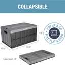 CleverMade Collapsible Storage Bins with Lids (62L, 3 Pack) Heavy Duty Foldable Plastic Storage Crates for Garage, Closet & Trunk Organization - Stone