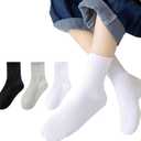 Kids Crew Socks Boys Girls Cotton Athletic Black White Gray School Uniform Children Sports Socks 10 Pairs 3-12 Years (White, XL)
