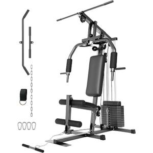 GarveeLife Home Gym Machine System with 100LBS Weight Stack, Multifunctional Weight Machine, Full Body Workout Station Exercise Equipment, All in One Home Gym with Pulley System for Strength Training