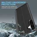 Galaxy A36 Flip Case for Samsung Galaxy A36 5G Case, Clear View Slim Fit Leather Cover for Samsung A36 Phone Case with Kickstand Rugged Heavy Duty Shockproof Bumper Shell (6.64 Inches, 2025) (Black)