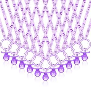 Junkin 60 Pieces Baby Shower Pacifiers Necklace Acrylic Pacifiers Necklace Charm for Baby Shower Party Favors Decorations, Women Style(Purple)
