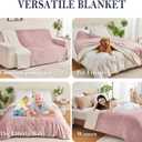 Waterproof Blanket 80"x90" for Adults, Reversible Waterproof Bed Cover for Dogs Cats Pets, Soft Leakproof Blanket for Bed Couch Sofa Furniture Protector, Dusty Pink/Off White
